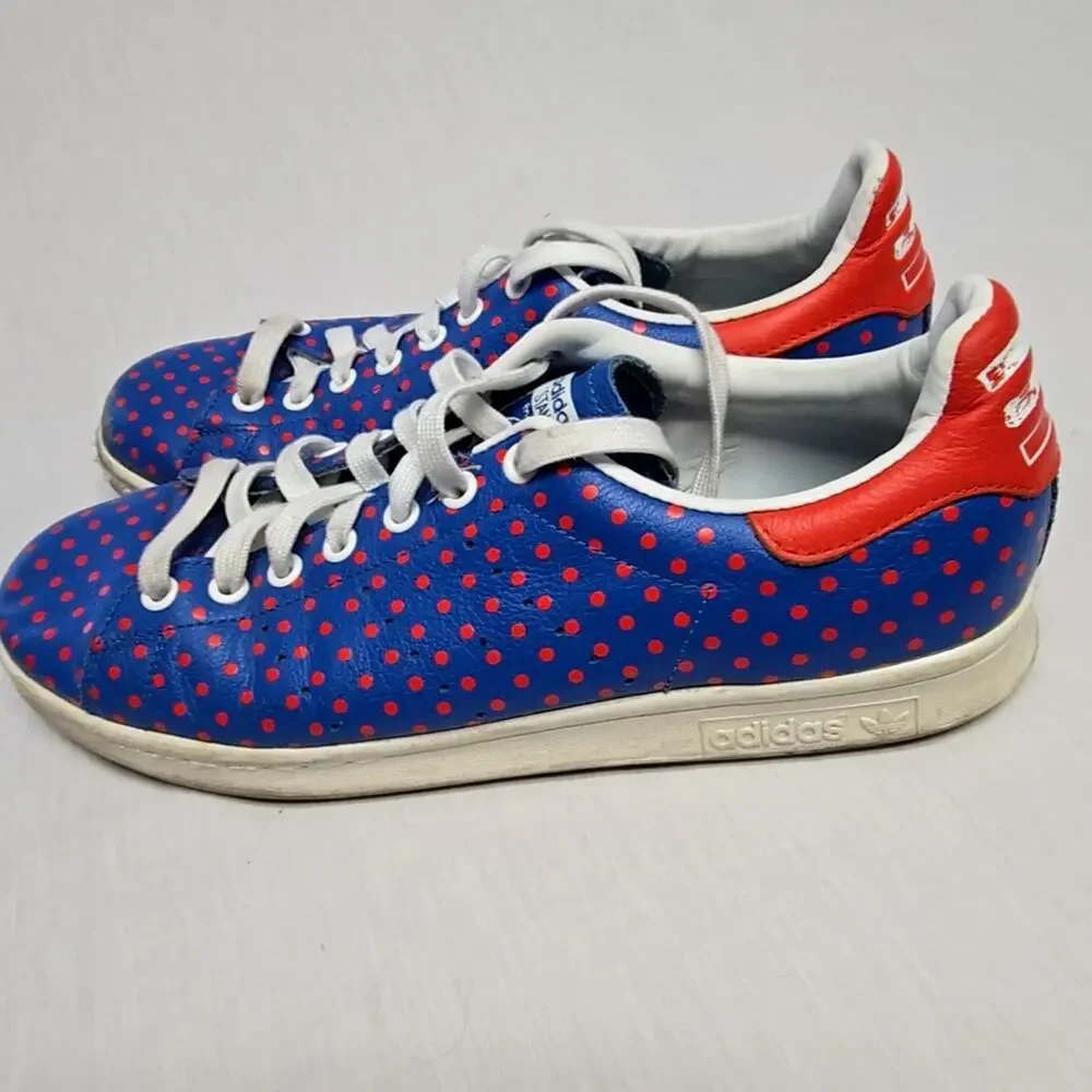 Adidas Stan Smith Polka Dot Sneakers Blue Red Mens 9.5 Leather